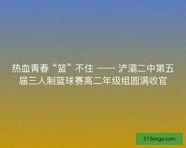热血青春 “篮” 不住 —— 浐灞二中第五届三人制篮球赛高二年级组圆满收官